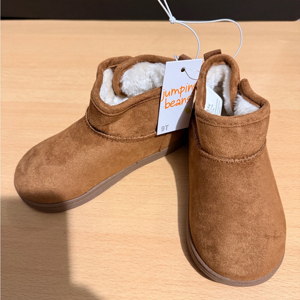 (3 for $33) jumping beans Toddler/Crew Brown Faux-Suede Cozy Booties